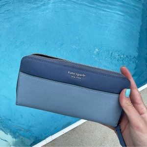 Kate Spade Wallet, zip- around, purple colorblock